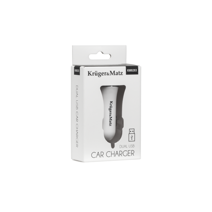 Ładowarka samochodowa Kruger&Matz dual USB 2.4A biała Ładowarka samochodowa Kruger&Matz dual USB 2.4A biała
