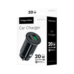 Ładowarka samochodowa Kruger&Matz dual USB 3100 mA z funkcją Quick Charge 3.0 i Power Delivery