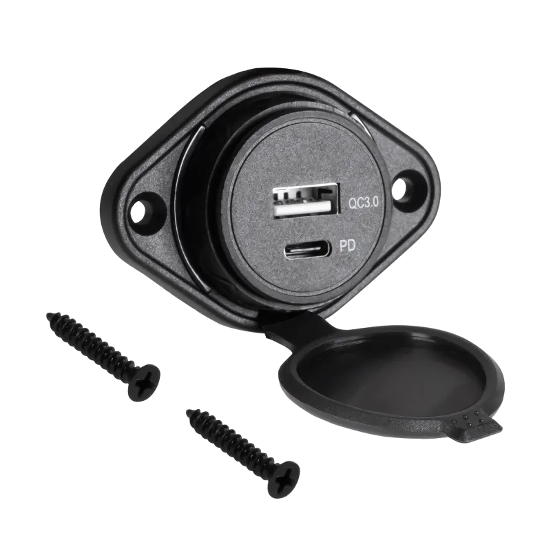 Ładowarka samochodowa USB+USB typu C z funckją Quick Charge i Power Delivery Ładowarka samochodowa USB+USB typu C z funckją Quick Charge i Power Delivery