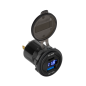 Ładowarka samochodowa USB+USB typu C z funkcją Quick Charge, Power Delivery i miernikiem napięcia 63W Ładowarka samochodowa USB+USB typu C z funkcją Quick Charge, Power Delivery i miernikiem napięcia 63W