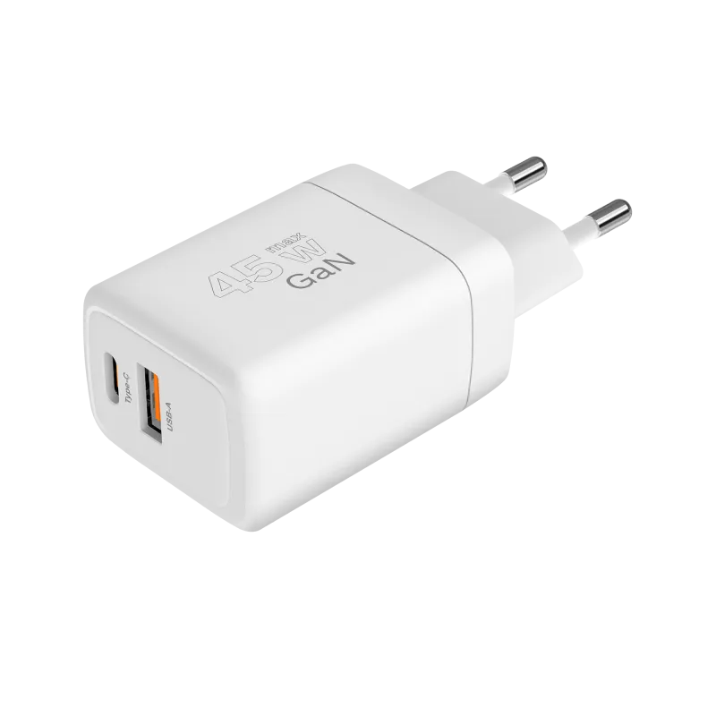 Ładowarka sieciowa Kruger&Matz 45 W GaN z funkcją Power Delivery i Quick Charge Ładowarka sieciowa Kruger&Matz 45 W GaN z funkcją Power Delivery i Quick Charge