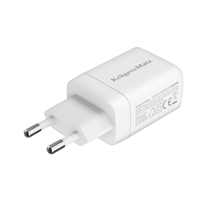 Ładowarka sieciowa Kruger&Matz 45 W GaN z funkcją Power Delivery i Quick Charge Ładowarka sieciowa Kruger&Matz 45 W GaN z funkcją Power Delivery i Quick Charge