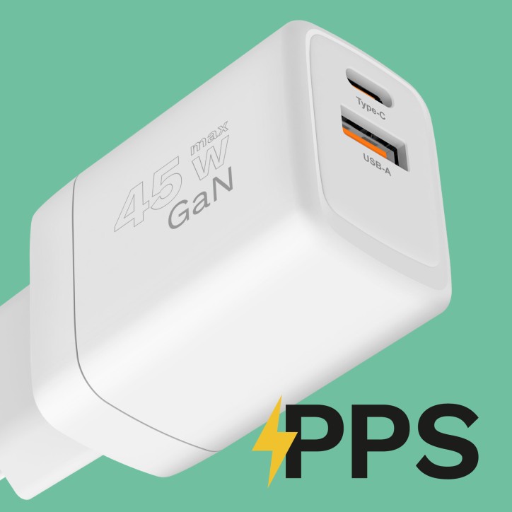 Ładowarka sieciowa Kruger&Matz 45 W GaN z funkcją Power Delivery i Quick Charge Ładowarka sieciowa Kruger&Matz 45 W GaN z funkcją Power Delivery i Quick Charge