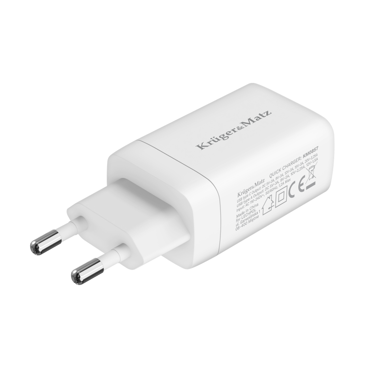 Ładowarka sieciowa Kruger&Matz 65 W GaN z funkcją Power Delivery i Quick Charge Ładowarka sieciowa Kruger&Matz 65 W GaN z funkcją Power Delivery i Quick Charge