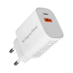 Ładowarka sieciowa Kruger&Matz GAN dual USB z funkcją Power Delivery i Quick Charge KM0855