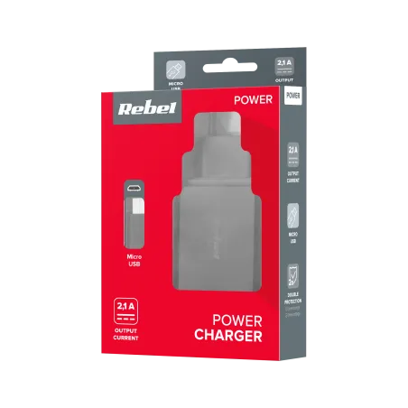 Ładowarka sieciowa microUSB 2100 mA Rebel