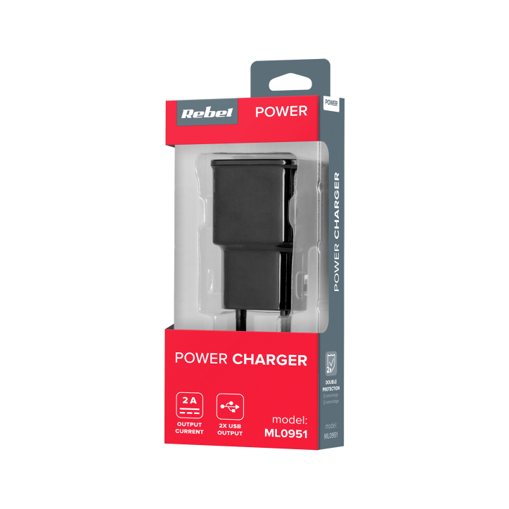 Ładowarka sieciowa Rebel 2xUSB 2000 mA Ładowarka sieciowa Rebel 2xUSB 2000 mA