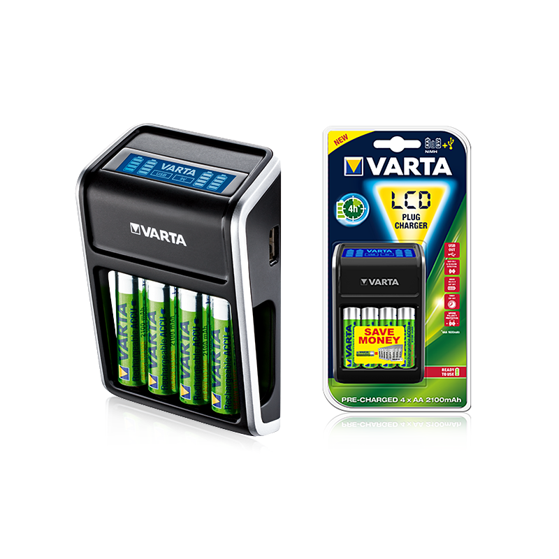 Ładowarka VARTA Plug LCD+4xAA2100mAh