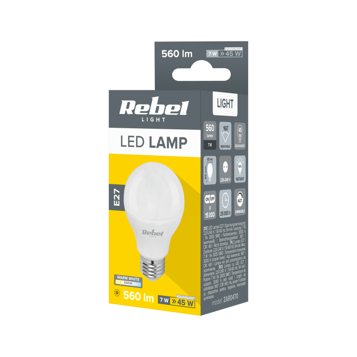 Lampa LED G45, 7W, E27, 3000K, 230V Lampa LED G45, 7W, E27, 3000K, 230V