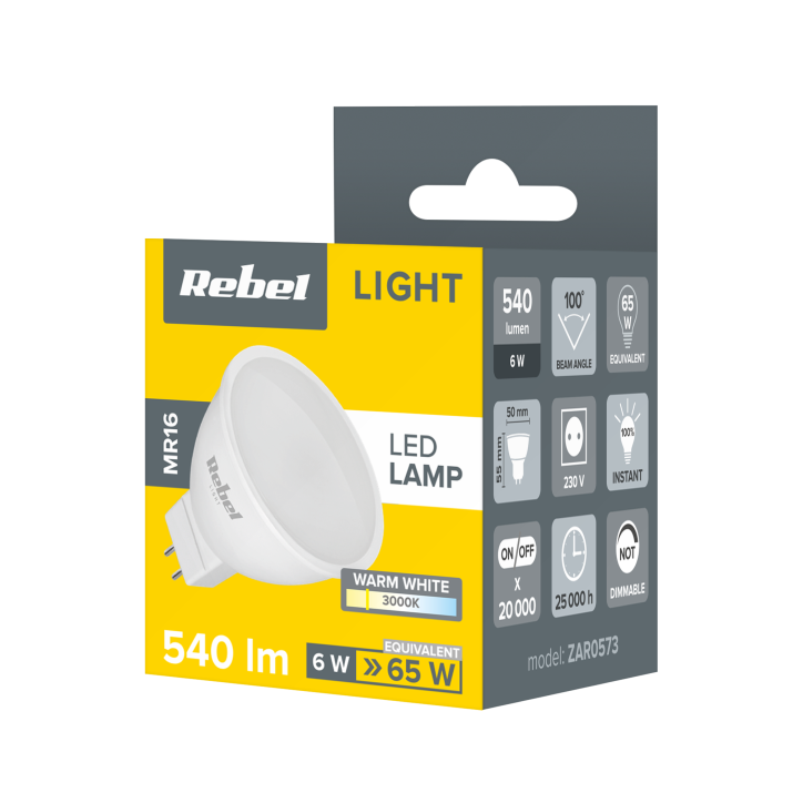 Lampa Led Rebel 6W, MR16, 3000K, 230V Lampa Led Rebel 6W, MR16, 3000K, 230V