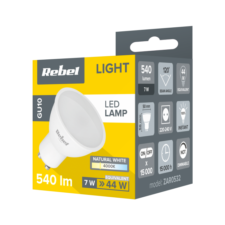 Lampa LED Rebel 7W GU10 , 4000K, 230V Lampa LED Rebel 7W GU10 , 4000K, 230V