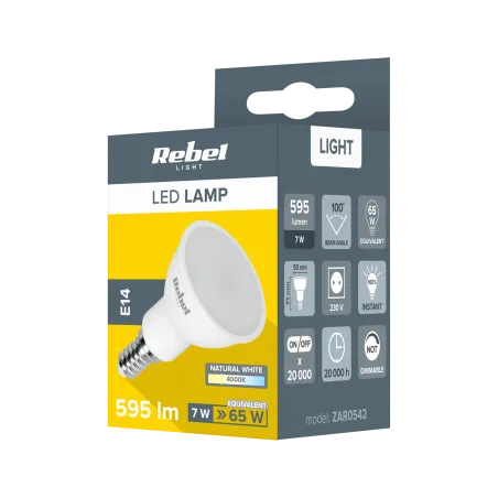 Lampa Led Rebel 7W, E14, 4000K, 230V