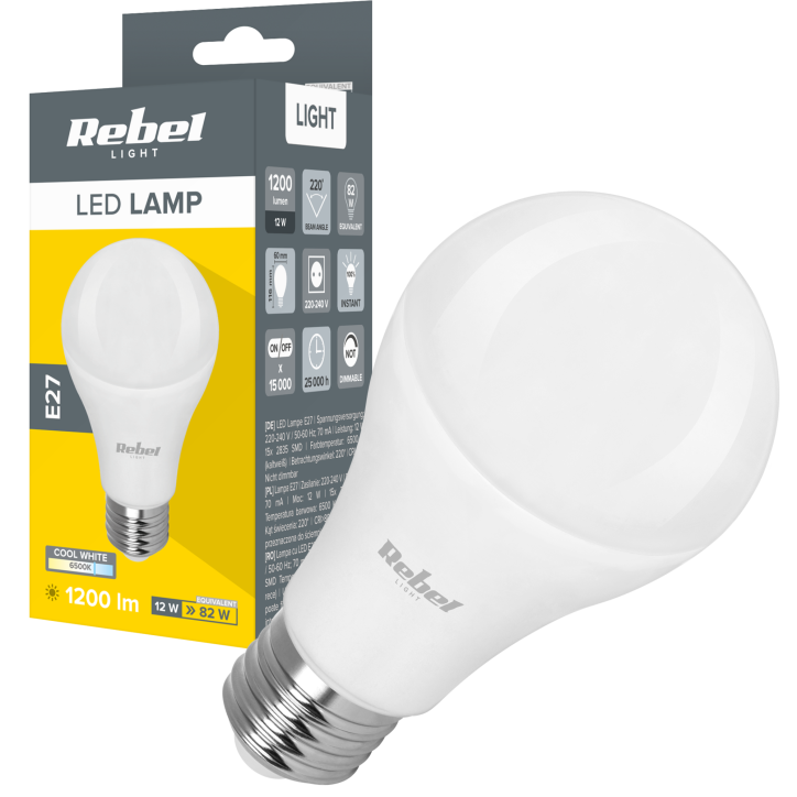 Lampa Led Rebel A60 12W, E27, 6500K, 230V Lampa Led Rebel A60 12W, E27, 6500K, 230V