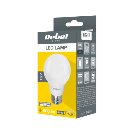 Lampa LED Rebel A60 8,5W. 3000K, 230V