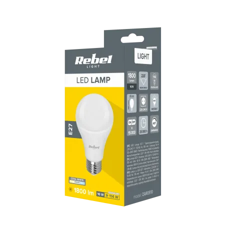 Lampa LED Rebel A65 16W, E27, 6500K, 230V