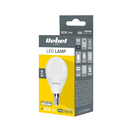Lampa Led Rebel G45, 8W, E14 4000K, 230V