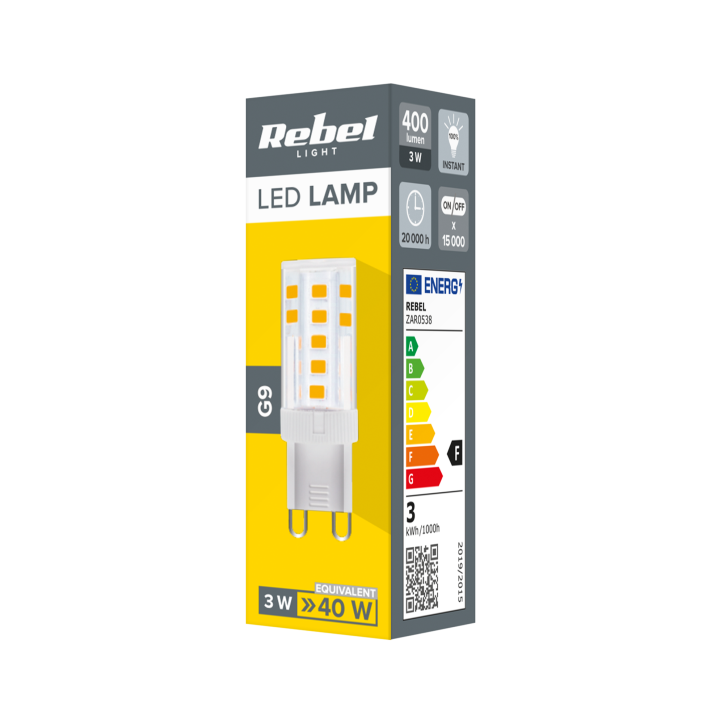Lampa LEd Rebel G9, 3W 3000K, 230V