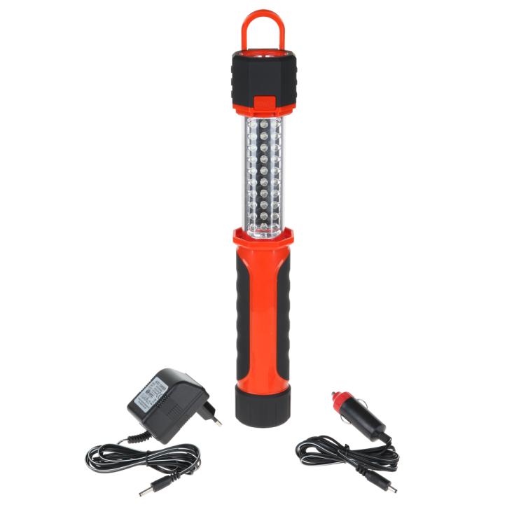 Lampa warsztatowa 30+ 4+8 LED z ładowarką sieciową i samochodową Lampa warsztatowa 30+ 4+8 LED z ładowarką sieciową i samochodową