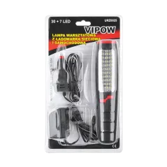 Lampa warsztatowa 30+7 LED z ładowarką sieciową i samochodową