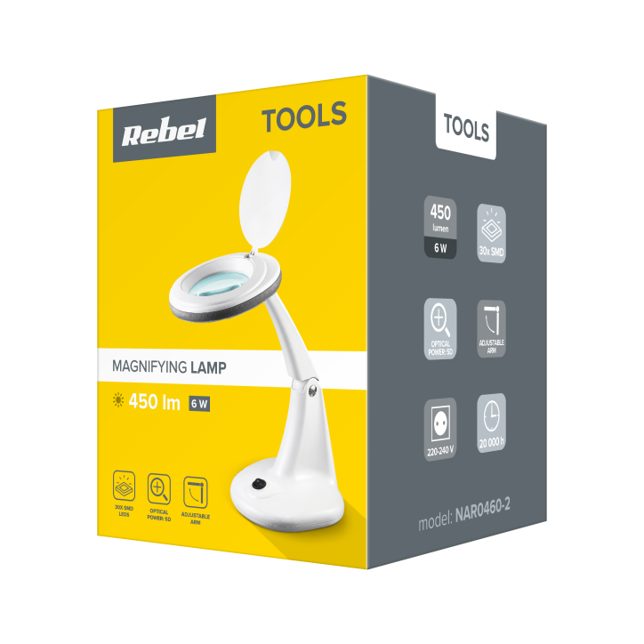 Lampa z lupą na stół 5D 6W Rebel , 6500K Lampa z lupą na stół 5D 6W Rebel , 6500K