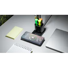 Lampka LED na biurko z ładowarką indukcyjną (czarna)