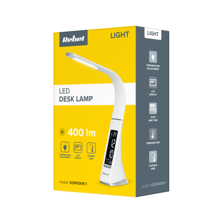 Lampka REBEL Led na biurko (zegar, datownik, temperatura) Lampka REBEL Led na biurko (zegar, datownik, temperatura)