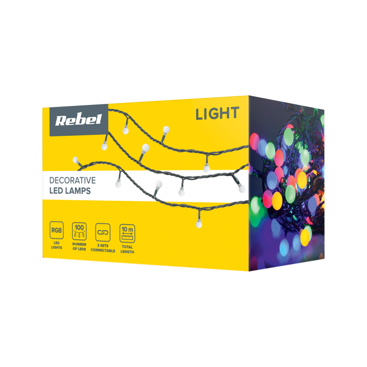 Lampki choinkowe LED Rebel zewnętrzne 10m, RGB ze zmianę trybu swiecenia Lampki choinkowe LED Rebel zewnętrzne 10m, RGB ze zmianę trybu swiecenia