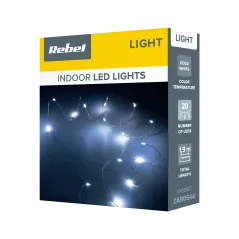 Lampki świateczne - 20mini LED- zimne białe