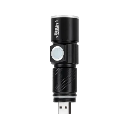 Latarka aluminiowa 3W (ZOOM, wtyk USB)