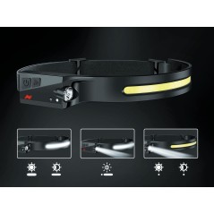 Latarka czołowa akumulatorowa (5W COB+ 3W Led) - opaska