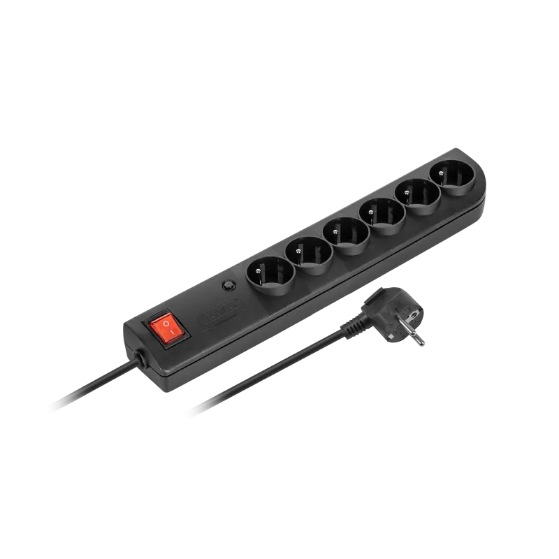 Listwa przeciwprzepięciowa 6xz/u 1,5m czarna PSF4-601-2