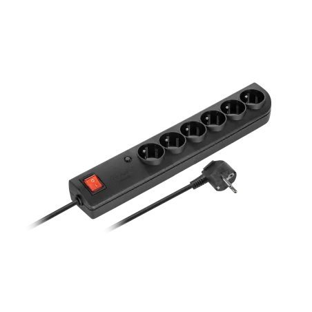 Listwa przeciwprzepięciowa 6xz/u 1,5m czarna PSF4-601-2
