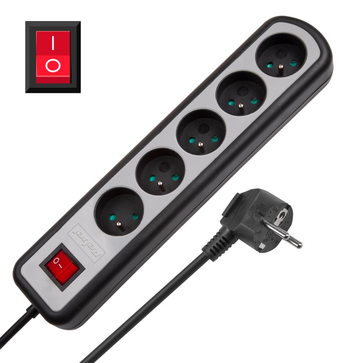 Listwa zasilająca Rebel 5 gniazd , z przełacznikiem ,3m (3x1,5mm) Listwa zasilająca Rebel 5 gniazd , z przełacznikiem ,3m (3x1,5mm)