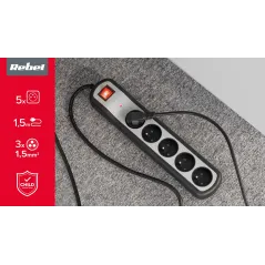 Listwa zasilająca Rebel 5 gniazd z przełącznikiem (1,5m, 3x1,5mm)