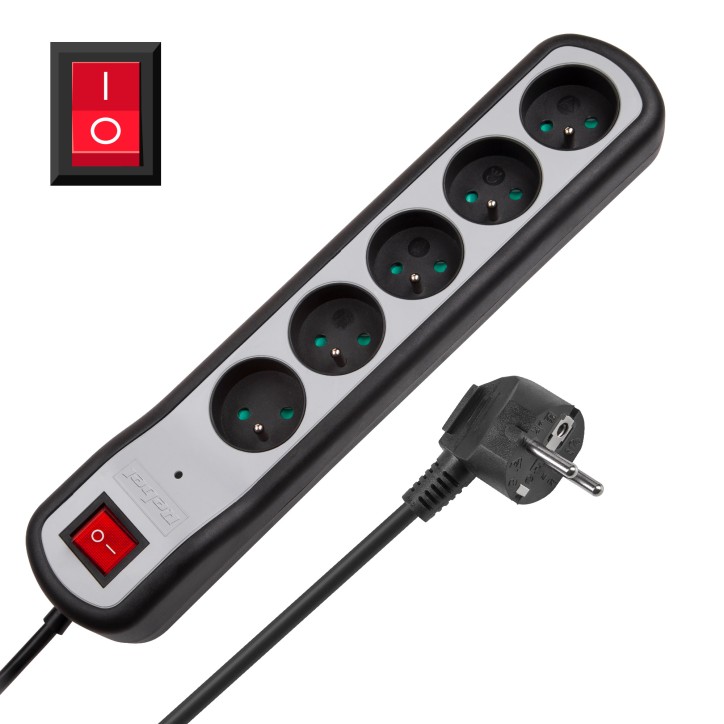 Listwa zasilająca Rebel 5 gniazd z przełącznikiem (5m, 3x1,5mm) Listwa zasilająca Rebel 5 gniazd z przełącznikiem (5m, 3x1,5mm)