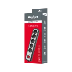 Listwa zasilajaca Rebel 5 gniazd z przełącznikiem, 5m (3x1,5mm)