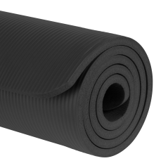 Mata gimnastyczna do ćwiczeń joga, pilates, fitness, 183x61cm, grubość 1.5cm, materiał NBR, czarna, REBEL ACTIVE