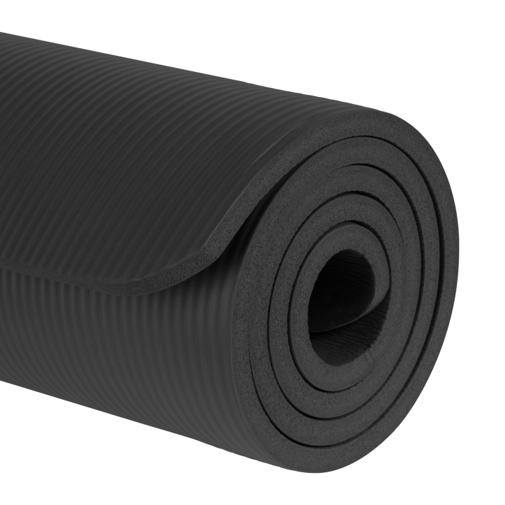 Mata gimnastyczna do ćwiczeń joga, pilates, fitness, 183x61cm, grubość 1.5cm, materiał NBR, czarna, REBEL ACTIVE Mata gimnastyczna do ćwiczeń joga, pilates, fitness, 183x61cm, grubość 1.5cm, materiał NBR, czarna, REBEL ACTIVE