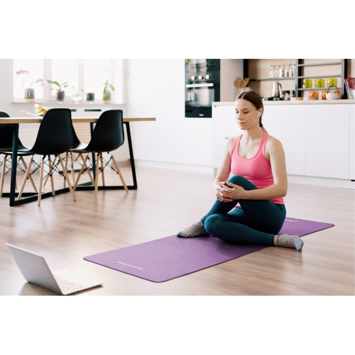 Mata gimnastyczna do ćwiczeń joga, pilates, fitness, 183x61cm, grubość 1.5cm, materiał NBR, fioletowa, REBEL ACTIVE Mata gimnastyczna do ćwiczeń joga, pilates, fitness, 183x61cm, grubość 1.5cm, materiał NBR, fioletowa, REBEL ACTIVE