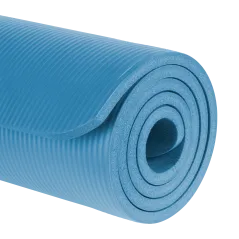 Mata gimnastyczna do ćwiczeń joga, pilates, fitness, 183x61cm, grubość 1.5cm, materiał NBR, niebieska, REBEL ACTIVE
