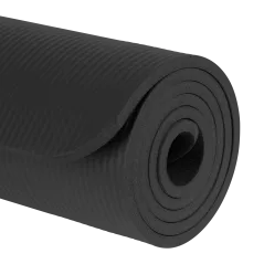 Mata gimnastyczna do ćwiczeń joga, pilates, fitness, 183x61cm, grubość 1cm, materiał NBR, czarna, REBEL ACTIVE