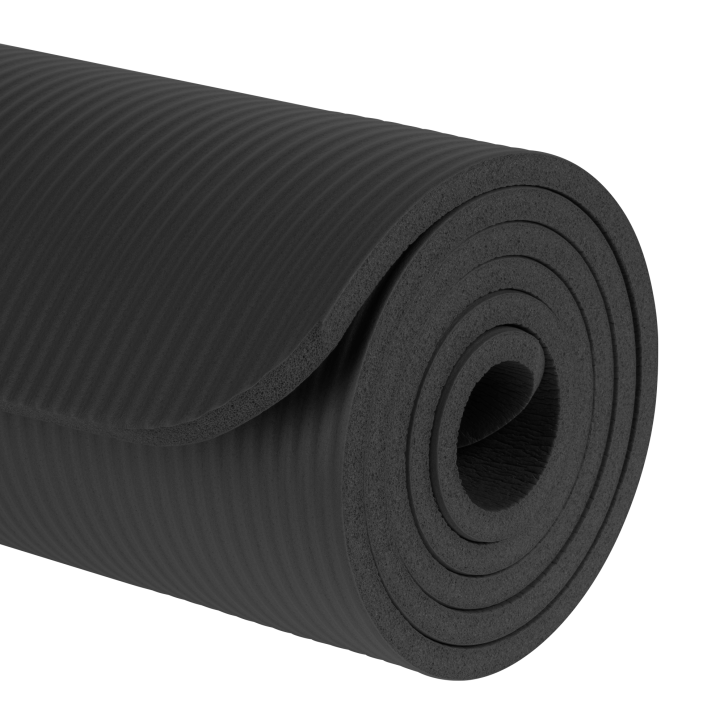 Mata gimnastyczna do ćwiczeń joga, pilates, fitness, 183x61cm, grubość 1cm, materiał NBR, czarna, REBEL ACTIVE Mata gimnastyczna do ćwiczeń joga, pilates, fitness, 183x61cm, grubość 1cm, materiał NBR, czarna, REBEL ACTIVE