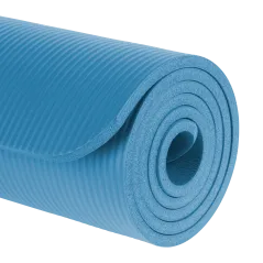 Mata gimnastyczna do ćwiczeń joga, pilates, fitness, 183x61cm, grubość 1cm, materiał NBR, niebieska, REBEL ACTIVE