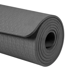 Mata gimnastyczna do ćwiczeń joga, pilates, fitness, 183x61cm, grubość 6mm, materiał TPE, czarna, REBEL ACTIVE