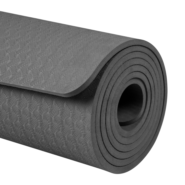 Mata gimnastyczna do ćwiczeń joga, pilates, fitness, 183x61cm, grubość 6mm, materiał TPE, czarna, REBEL ACTIVE Mata gimnastyczna do ćwiczeń joga, pilates, fitness, 183x61cm, grubość 6mm, materiał TPE, czarna, REBEL ACTIVE