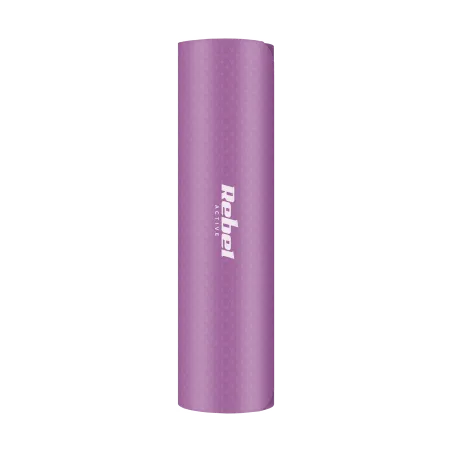 Mata gimnastyczna do ćwiczeń joga, pilates, fitness, 183x61cm, grubość 6mm, materiał TPE, fioletowa, REBEL ACTIVE