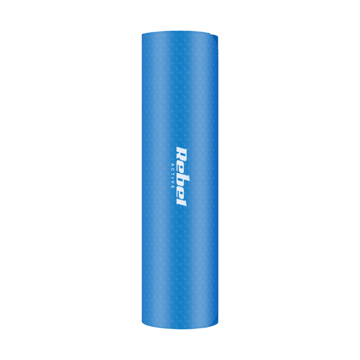 Mata gimnastyczna do ćwiczeń joga, pilates, fitness, 183x61cm, grubość 6mm, materiał TPE, niebieska, REBEL ACTIVE Mata gimnastyczna do ćwiczeń joga, pilates, fitness, 183x61cm, grubość 6mm, materiał TPE, niebieska, REBEL ACTIVE