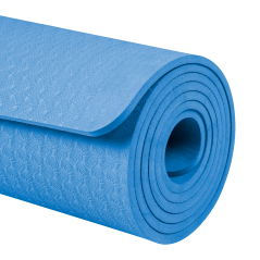 Mata gimnastyczna do ćwiczeń joga, pilates, fitness, 183x61cm, grubość 6mm, materiał TPE, niebieska, REBEL ACTIVE