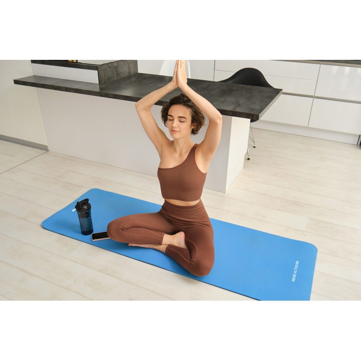 Mata gimnastyczna do ćwiczeń joga, pilates, fitness, 183x61cm, grubość 6mm, materiał TPE, niebieska, REBEL ACTIVE Mata gimnastyczna do ćwiczeń joga, pilates, fitness, 183x61cm, grubość 6mm, materiał TPE, niebieska, REBEL ACTIVE