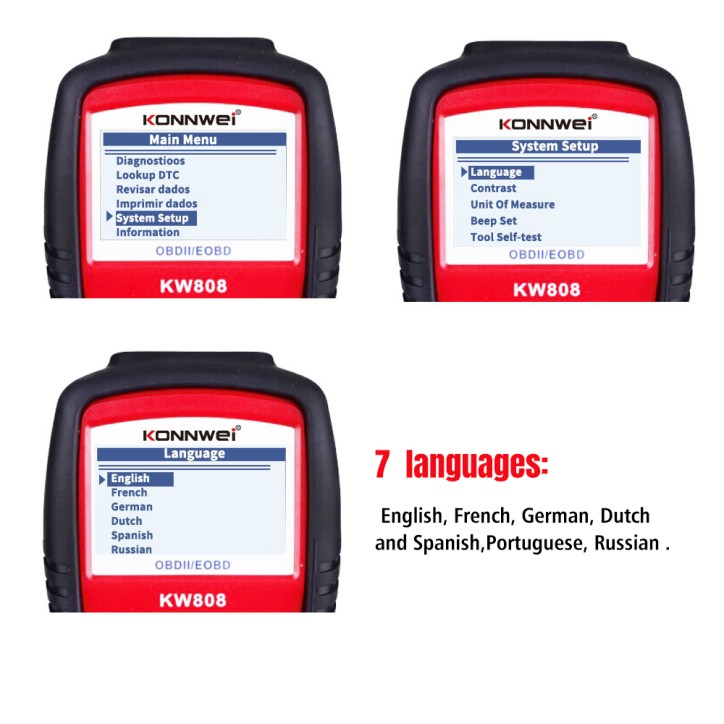 Miernik diagnostyczny, skaner OBD2 Konnwei KW808 Miernik diagnostyczny, skaner OBD2 Konnwei KW808